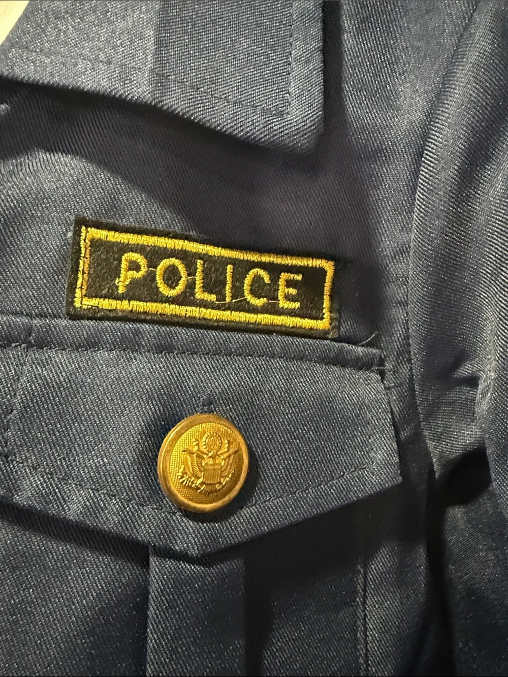 Police Kids Navy Blue Patrol Costume with Gold Buttons